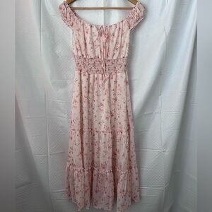 Floral Pink Off-Shoulder Dress